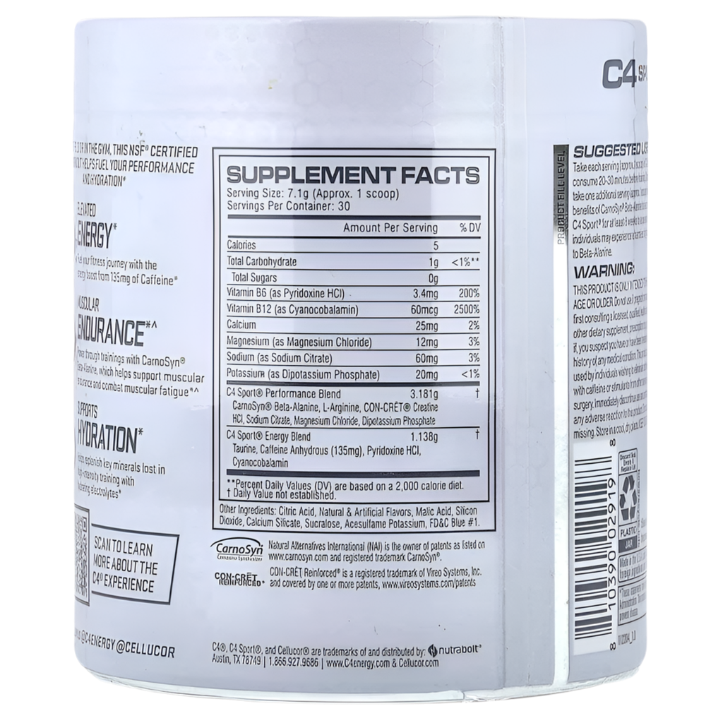C4 / Cellucor, C4 Sport, PRE WORKOUT, BlueBerry, 7,5 oz (213 g)